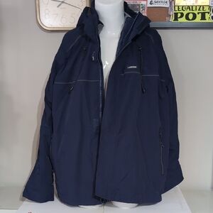Lands’ End XXL 3‑in‑1 Softshell — Fleece Inner Vest, Removable Hood, Navy